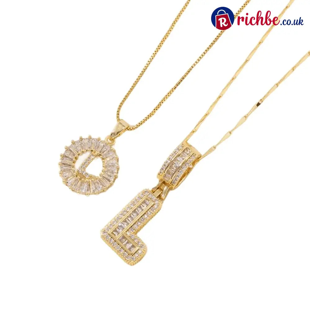 🔥Initial Letter Pendant Necklaces - 2 Pack - GOLD / L