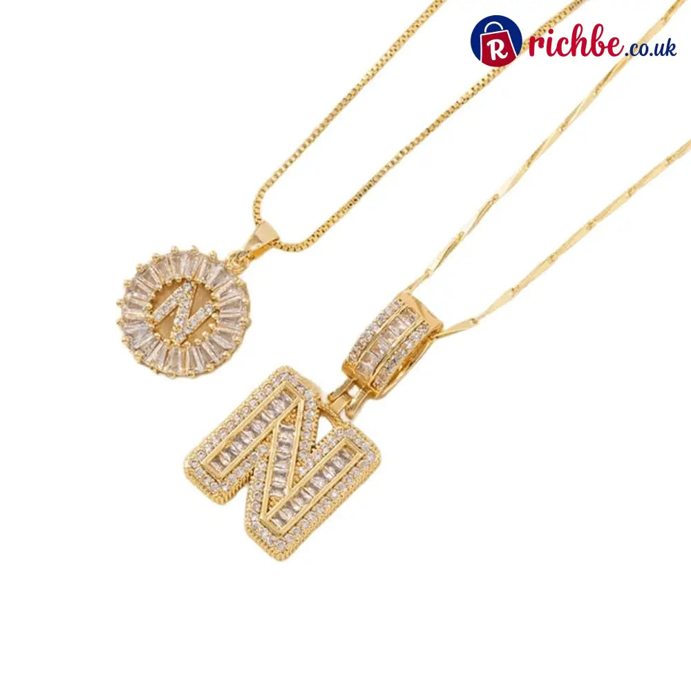 🔥Initial Letter Pendant Necklaces - 2 Pack - GOLD / N
