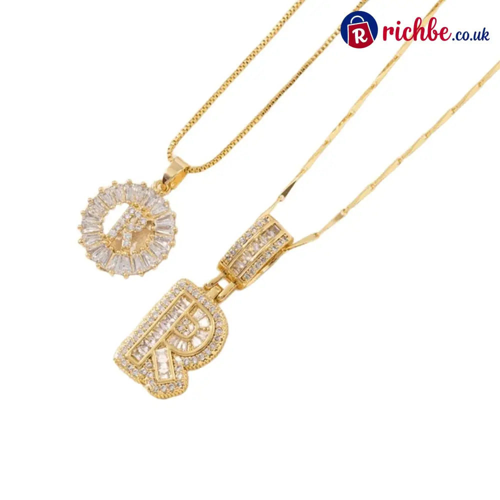 🔥Initial Letter Pendant Necklaces - 2 Pack - GOLD / R