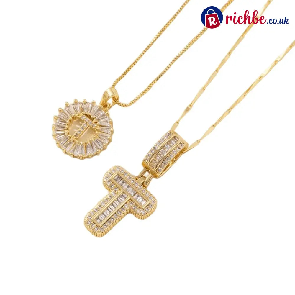 🔥Initial Letter Pendant Necklaces - 2 Pack - GOLD / T
