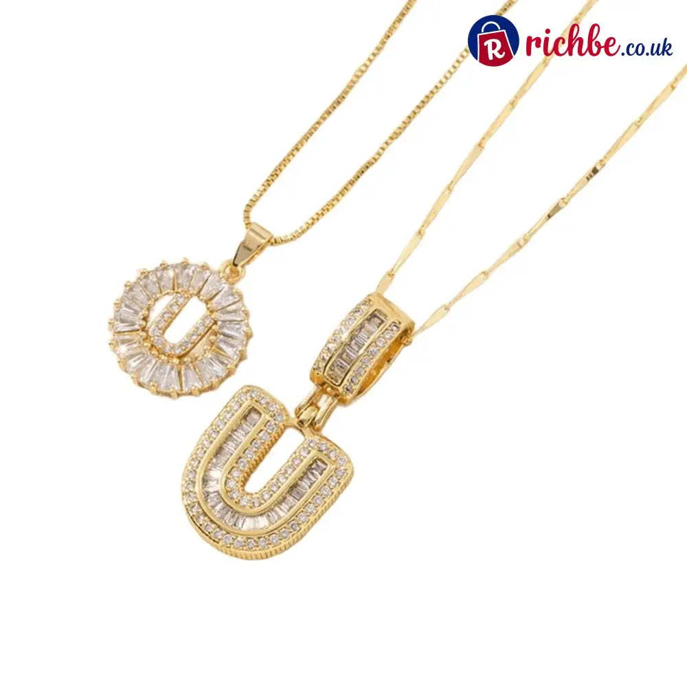 🔥Initial Letter Pendant Necklaces - 2 Pack - GOLD / U