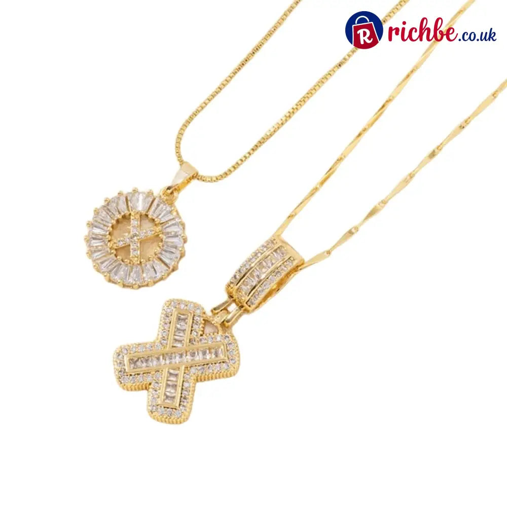 🔥Initial Letter Pendant Necklaces - 2 Pack - GOLD / X