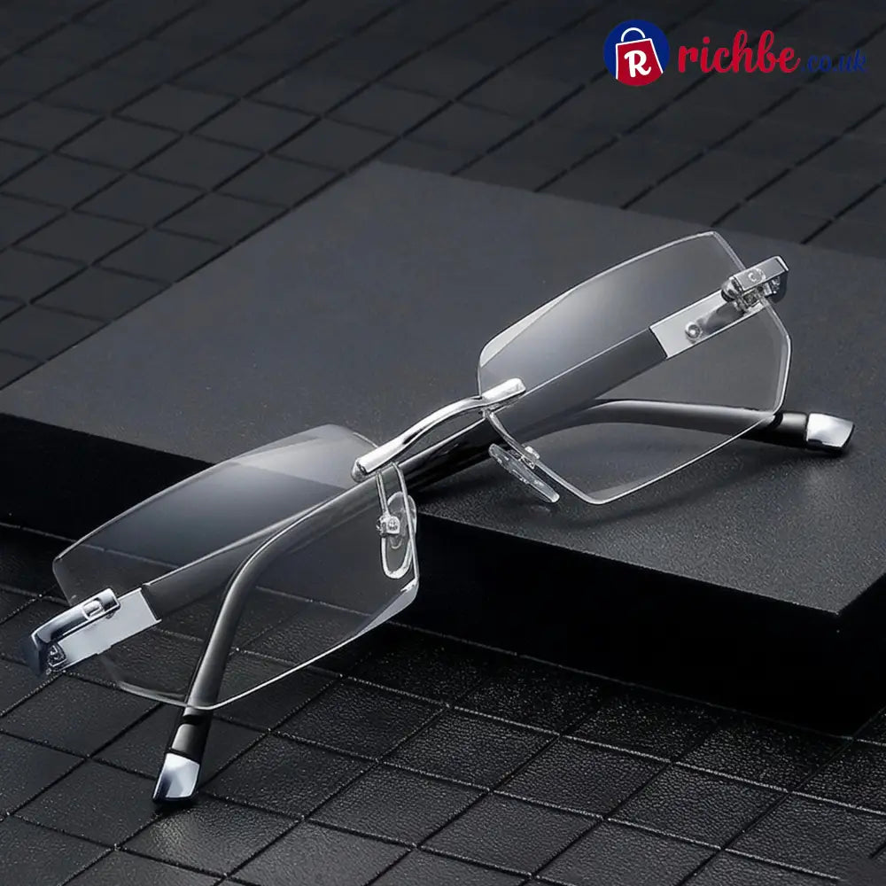 🔥 Intelligent Auto-Focus Zoom Glasses👓 - Blue Light Blocking & Anti-Eye Strain Rimless Eyewear - Silver / +1.00 (Ages