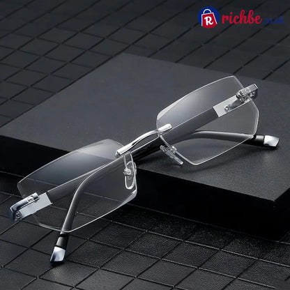 🔥 Intelligent Auto-Focus Zoom Glasses👓 - Blue Light Blocking & Anti-Eye Strain Rimless Eyewear - Silver / +1.00 (Ages