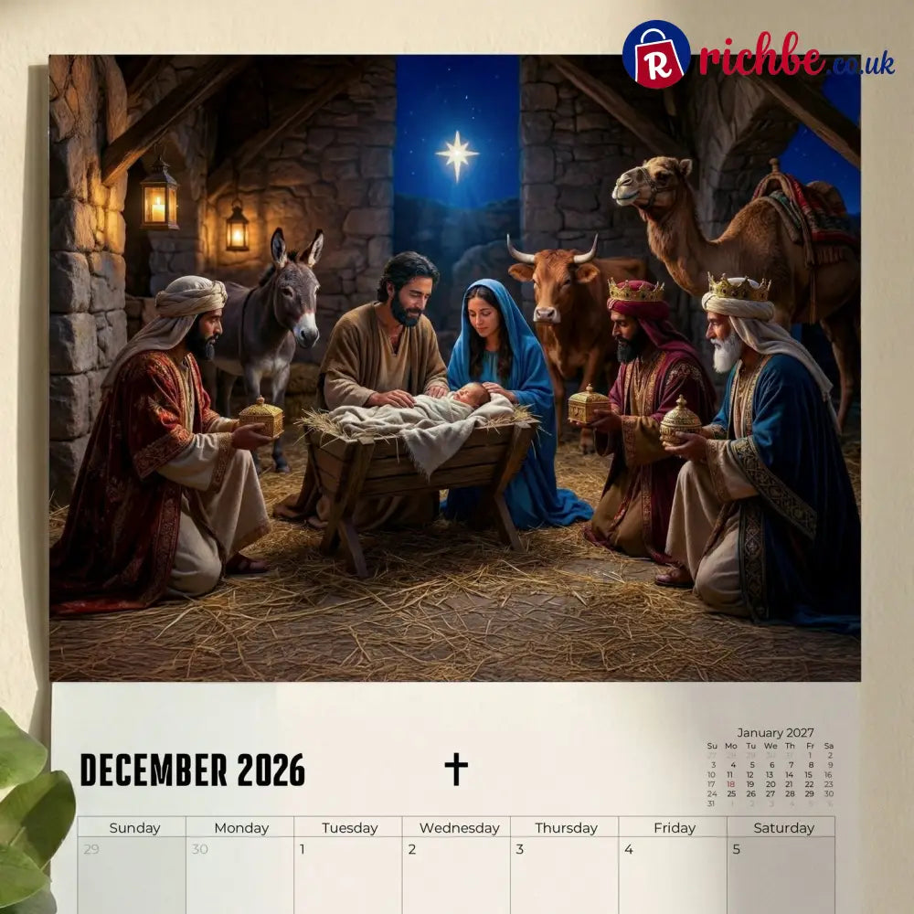 ✝️Jesus Christ Exquisite Images 2026 Wall Calendar -Daily Faith Peace & Divine Inspiration