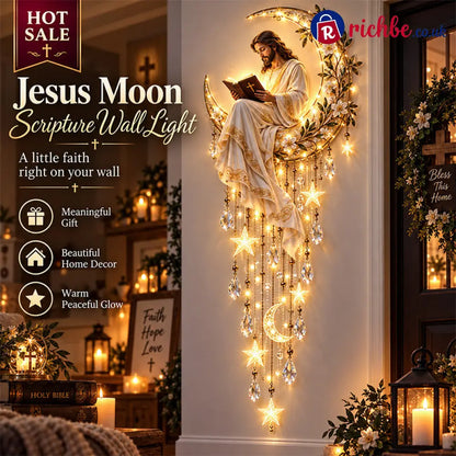✝️🌙 Jesus & Mary Moonlight Scripture Wall Light – Faith-Inspired Christian Home Decor - ✝️ Jesus