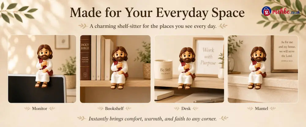 ✝️🙏 Jesus Shelf Sitter Figurines – 5 Meaningful Poses ❤️ Christian Faith Desk & Shelf Décor 🎁