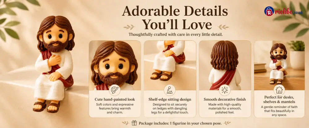 ✝️🙏 Jesus Shelf Sitter Figurines – 5 Meaningful Poses ❤️ Christian Faith Desk & Shelf Décor 🎁