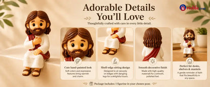✝️🙏 Jesus Shelf Sitter Figurines – 5 Meaningful Poses ❤️ Christian Faith Desk & Shelf Décor 🎁