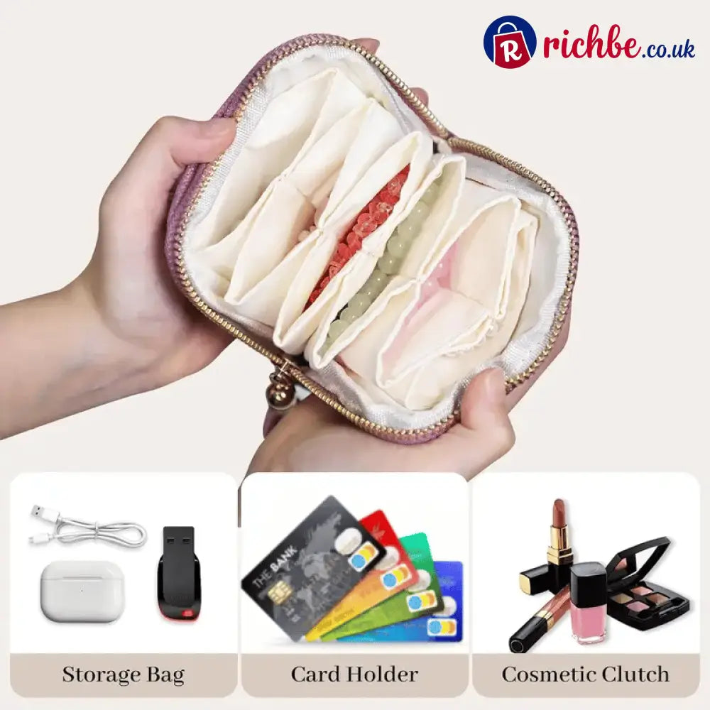 Jewelry zippered pocket case Travel Jewelry Bag Portable Organizer