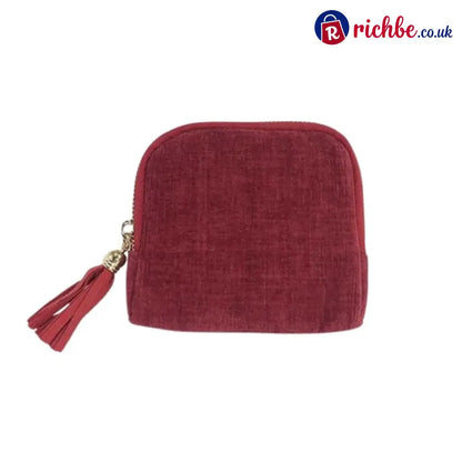Jewelry zippered pocket case Travel Jewelry Bag Portable Organizer - Red