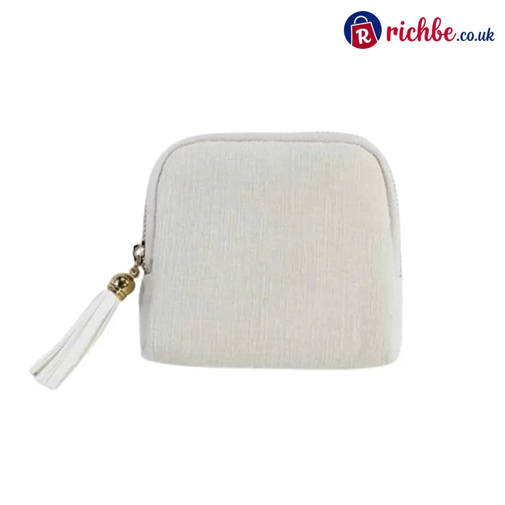 Jewelry zippered pocket case Travel Jewelry Bag Portable Organizer - White