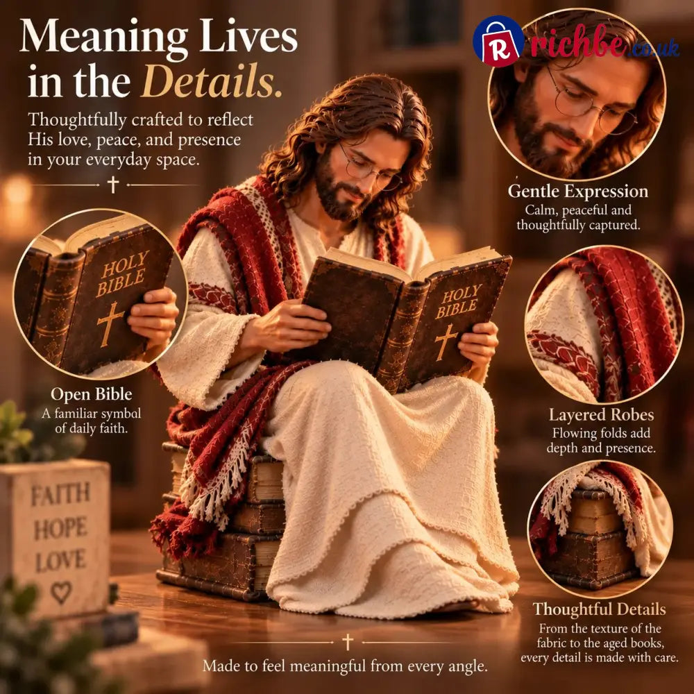 ✝️ Keep Faith Close – Jesus Reading the Bible Figurine