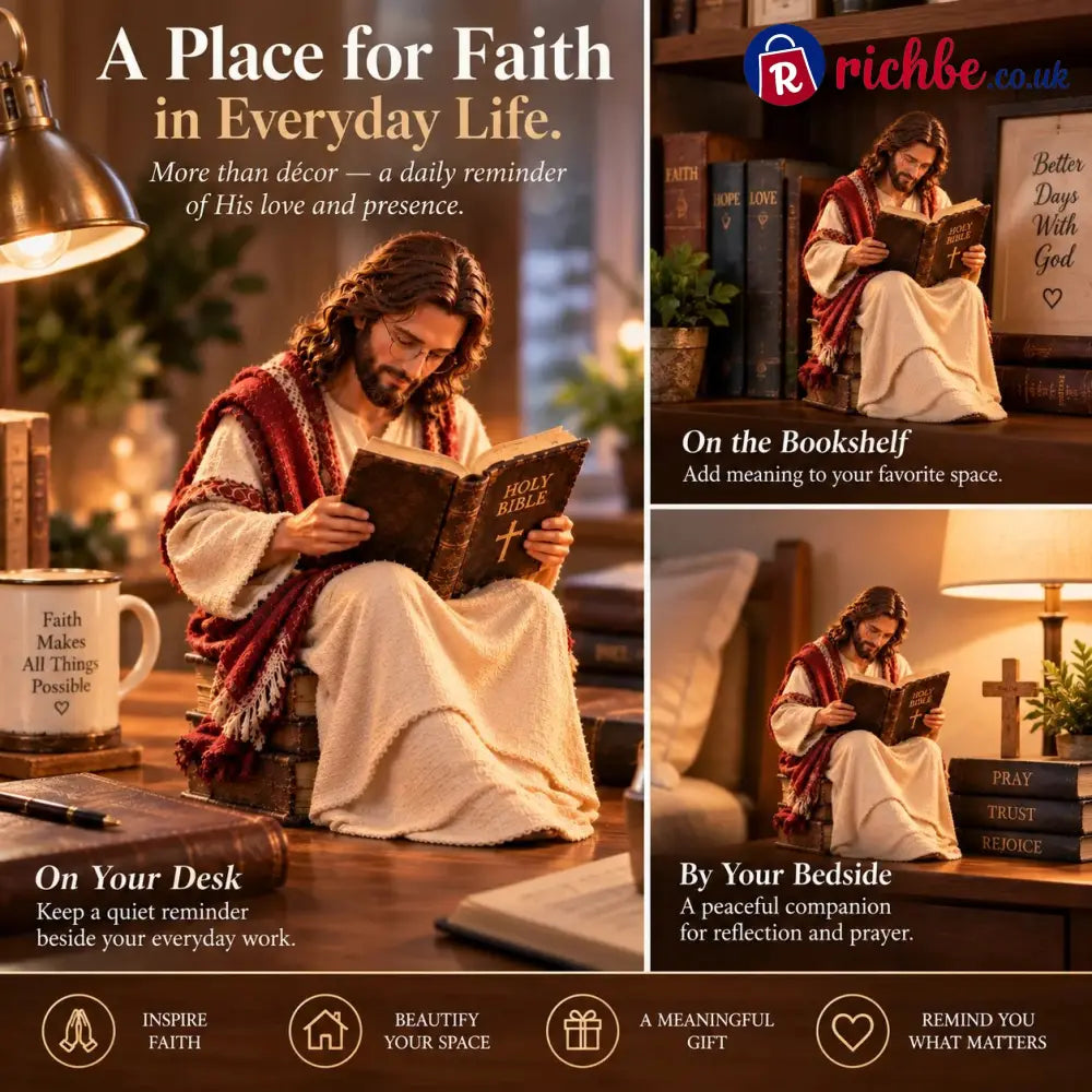 ✝️ Keep Faith Close – Jesus Reading the Bible Figurine