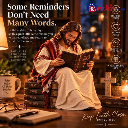 ✝️ Keep Faith Close – Jesus Reading the Bible Figurine