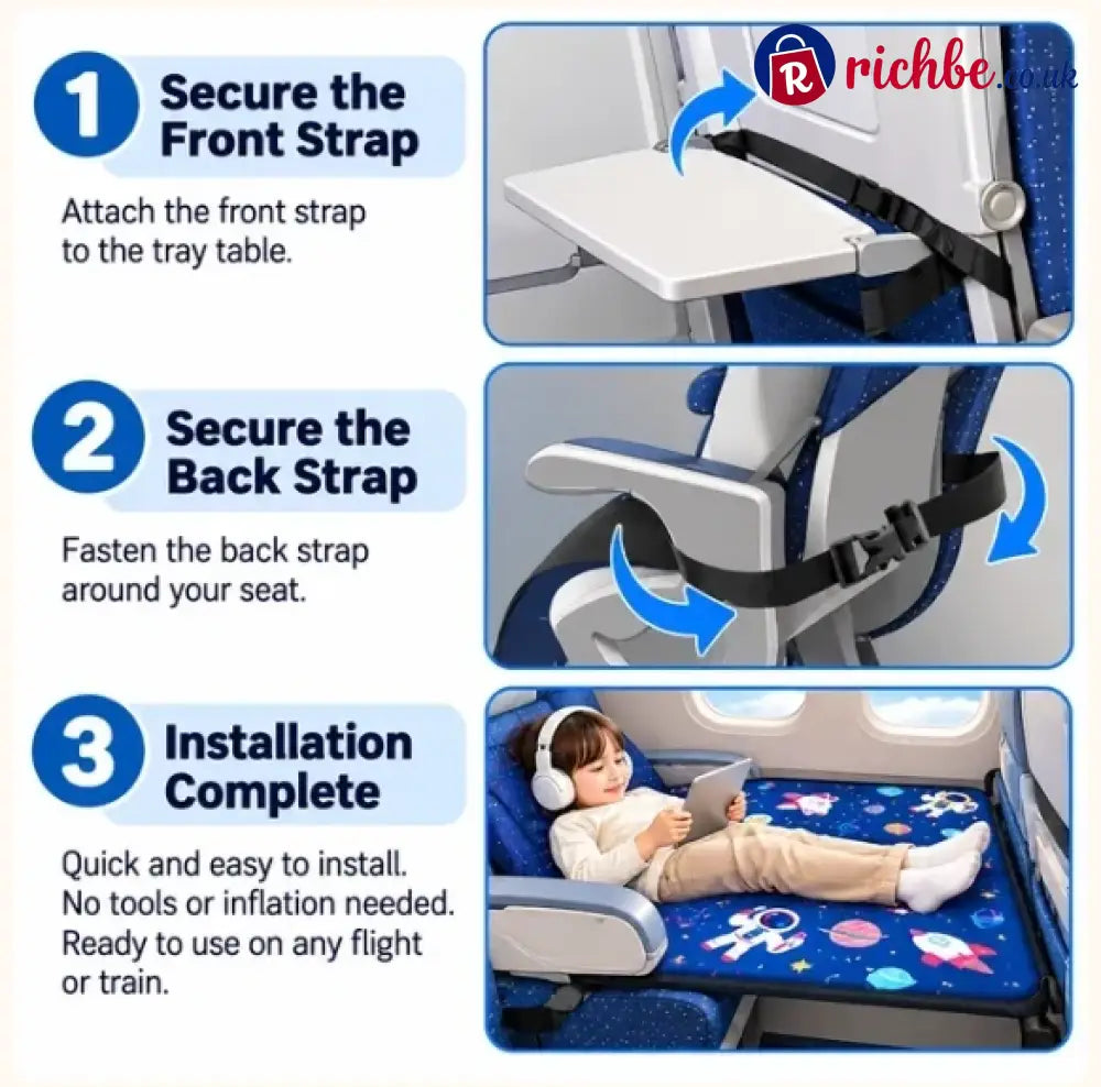 🚞Portable Kids Travel Bed | Airplane & Train Seat Extender Anti-slip Foldable Sleeping Mat for Toddler Long Journey