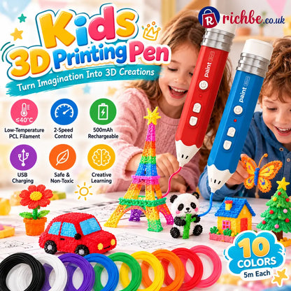 🎨 Kids Low-Temperature 3D Printing Pen Kit – Draw Build & Create in 3D