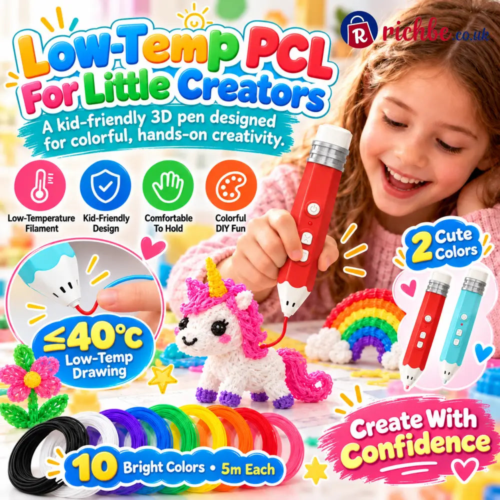 🎨 Kids Low-Temperature 3D Printing Pen Kit – Draw Build & Create in 3D