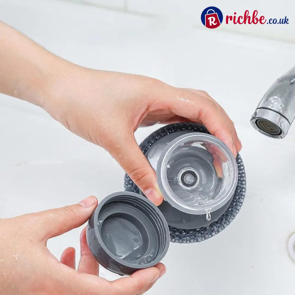 Kitchen Soap Press Dispensing Palm Brush – Built-In Soap Dispenser & Ergonomic Grip 🧼 - Houseware & Kitchen
