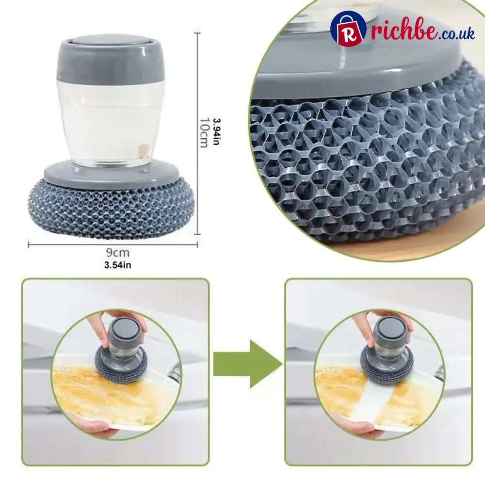 Kitchen Soap Press Dispensing Palm Brush – Built-In Soap Dispenser & Ergonomic Grip 🧼 - Houseware & Kitchen