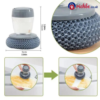 Kitchen Soap Press Dispensing Palm Brush – Built-In Soap Dispenser & Ergonomic Grip 🧼 - Houseware & Kitchen