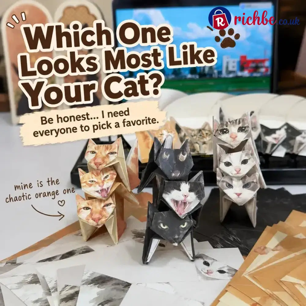 🐱 Kitty World 3D Cat Origami Kit – 15PCS / 60PCS Fold-Your-Own Cat Collection