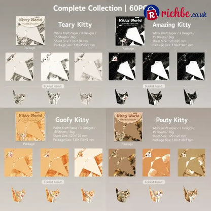🐱 Kitty World 3D Cat Origami Kit – 15PCS / 60PCS Fold-Your-Own Cat Collection - 🎁Complete Collection | 60PCS - Save 20%