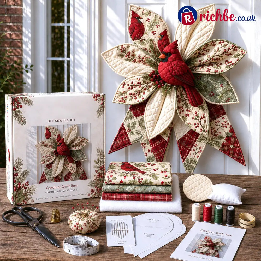 Large Patchwork Bow Sewing Kit - Cardinal - 2