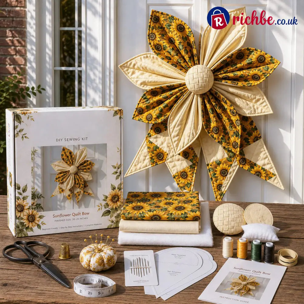 Large Patchwork Bow Sewing Kit - Sunflower - 2