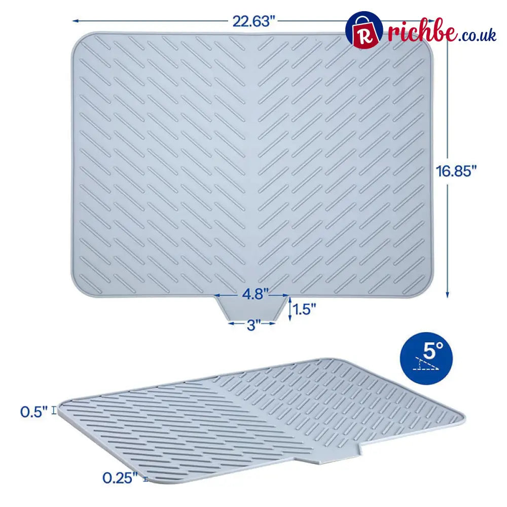 Large Size Silicone Drying Mat with Drain Lip - Houseware & Kitchen
