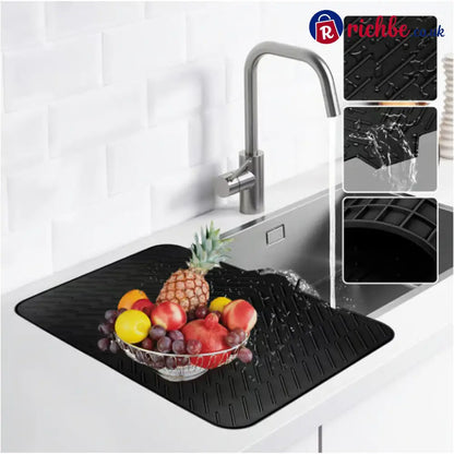 Large Size Silicone Drying Mat with Drain Lip - Houseware & Kitchen