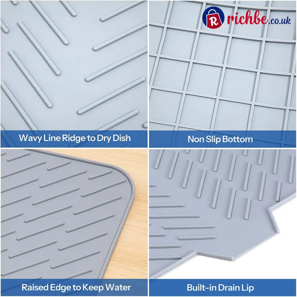 Large Size Silicone Drying Mat with Drain Lip - Houseware & Kitchen