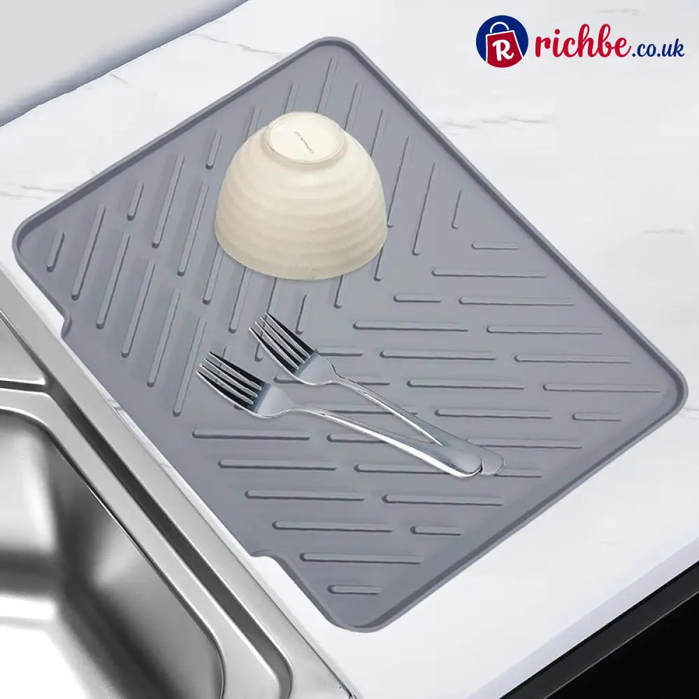 Large Size Silicone Drying Mat with Drain Lip - Houseware & Kitchen