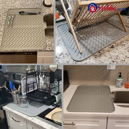 Large Size Silicone Drying Mat with Drain Lip - Houseware & Kitchen