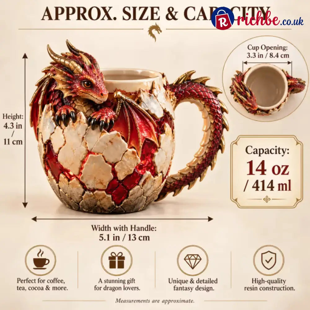 ⏳ Last Day 48% OFF – 🐉 Dragonbound Realms™ Sculpted Dragon Mug Collection | 6 Fantasy Realm Designs with Raised 3D