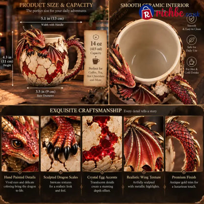 ⏳ Last Day 48% OFF – 🐉 Dragonbound Realms™ Sculpted Dragon Mug Collection | 6 Fantasy Realm Designs with Raised 3D