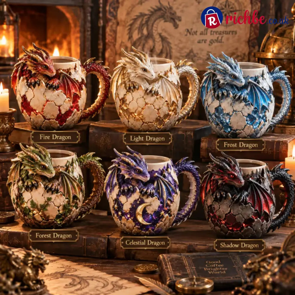 ⏳ Last Day 48% OFF – 🐉 Dragonbound Realms™ Sculpted Dragon Mug Collection | 6 Fantasy Realm Designs with Raised 3D