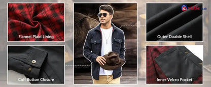⭐LAST DAY 48% OFF-Men’s Flannel Lined Shacket Jacket
