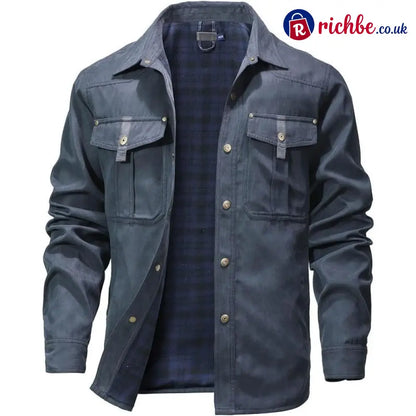 ⭐LAST DAY 48% OFF-Men’s Flannel Lined Shacket Jacket - Blue / S