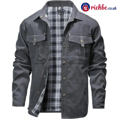 ⭐LAST DAY 48% OFF-Men’s Flannel Lined Shacket Jacket - Grey / S