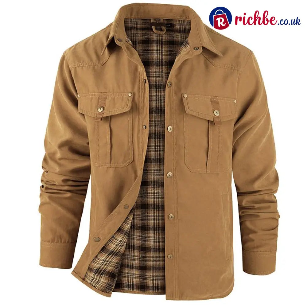 ⭐LAST DAY 48% OFF-Men’s Flannel Lined Shacket Jacket - Yellow / S