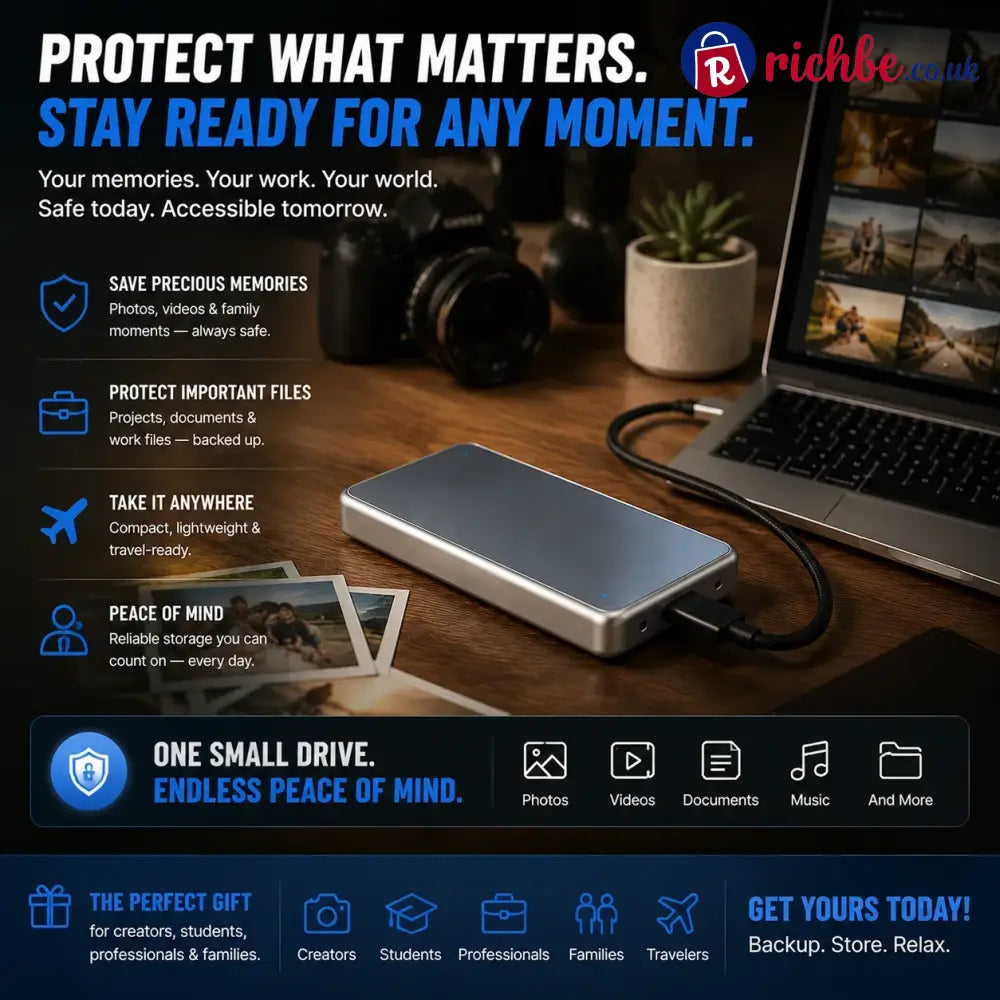 🔥 LAST DAY 48% OFF-Portable External SSD – Protect Your Photos Videos & Important Files