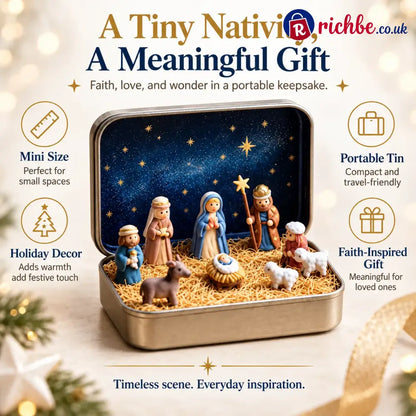 🔥Last Day 48% OFF - ✝️Religious Pocket-Size Mini Nativity Scene Set with Storage Box - Classic Nativity Scene