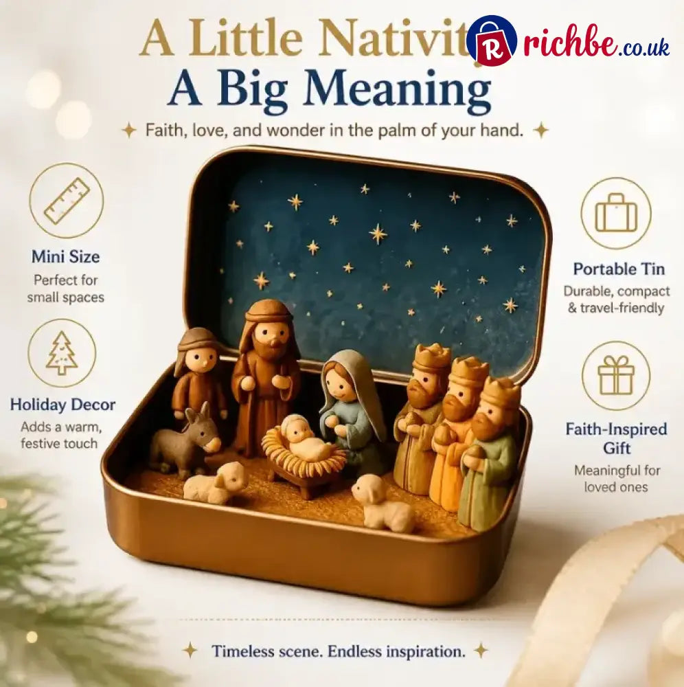 🔥Last Day 48% OFF - ✝️Religious Pocket-Size Mini Nativity Scene Set with Storage Box - Holy Night Nativity Scene