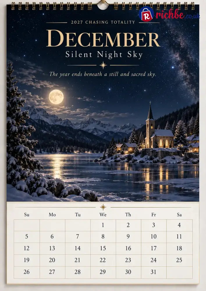 ⏳ Last Day 49% OFF – 🌌 2027 Chasing Totality™ Celestial Wall Calendar | 12 Extraordinary Skies & August Total Solar