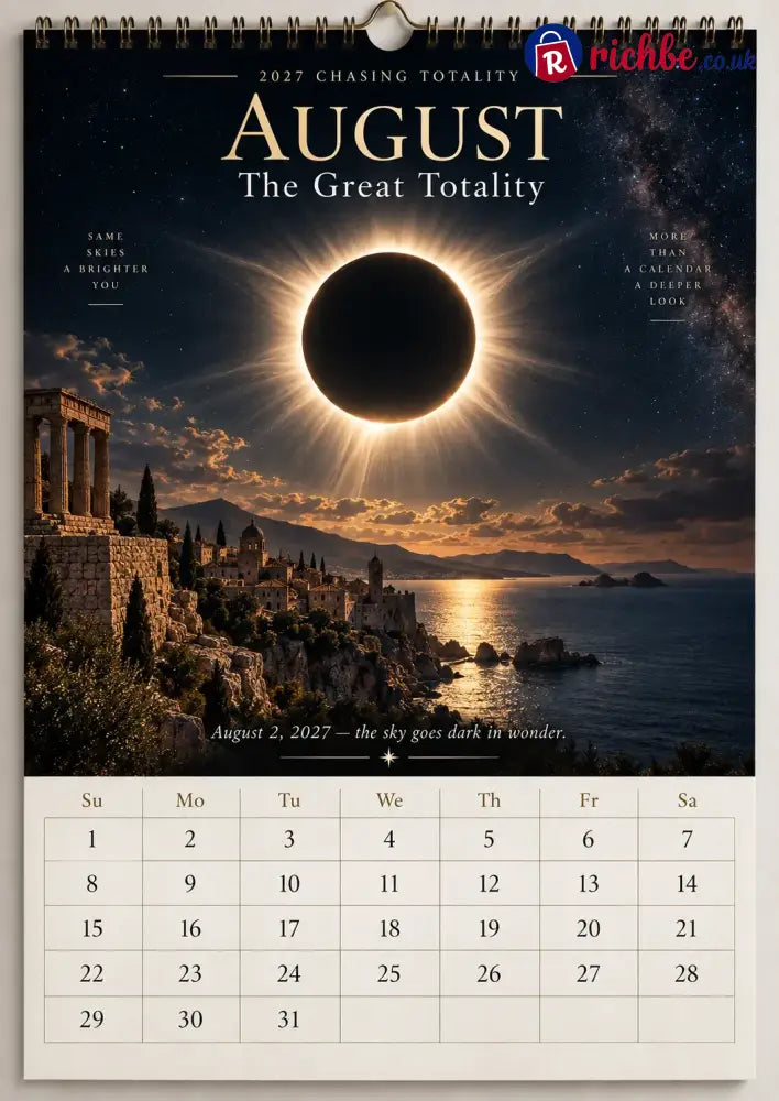 ⏳ Last Day 49% OFF – 🌌 2027 Chasing Totality™ Celestial Wall Calendar | 12 Extraordinary Skies & August Total Solar