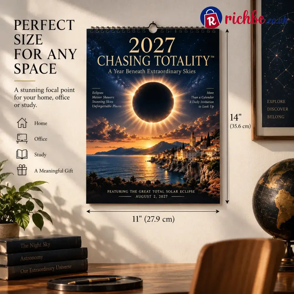 ⏳ Last Day 49% OFF – 🌌 2027 Chasing Totality™ Celestial Wall Calendar | 12 Extraordinary Skies & August Total Solar