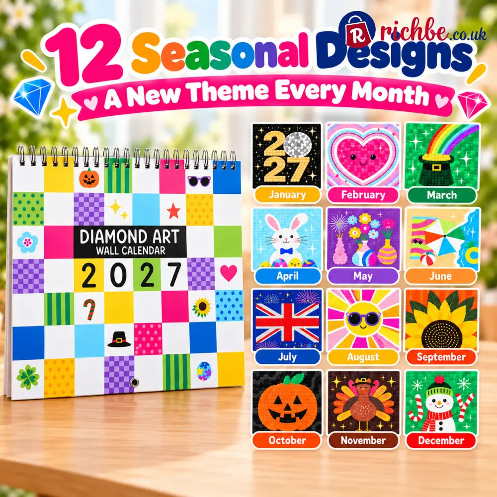 ⏳ Last Day 49% OFF – 💎 2027 Diamond Art Wall Calendar | 12 Monthly Designs ✨