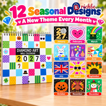 ⏳ Last Day 49% OFF – 💎 2027 Diamond Art Wall Calendar | 12 Monthly Designs ✨