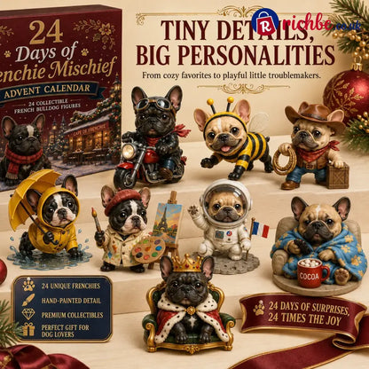 ⏳ Last Day 49% OFF – 🐶 24-Day French Bulldog Christmas Advent Calendar | 24 Unique Collectible Frenchie Characters with Different Outfits, Personalities & Daily Holiday Surprises 🎄✨